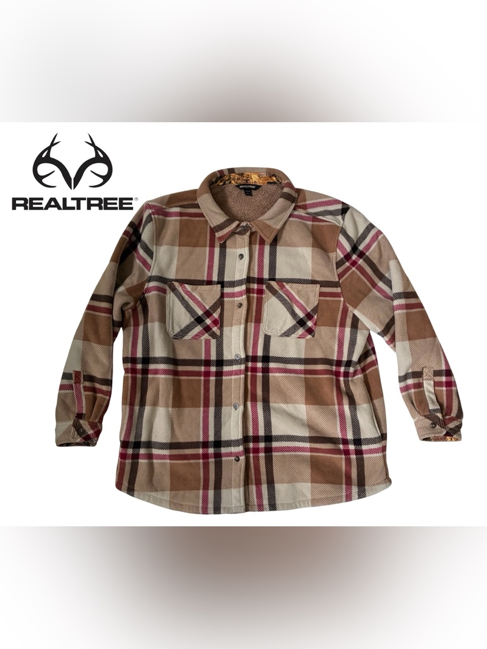 REALTREE PLAID SHIRT JACKET SHACKET FLEECE